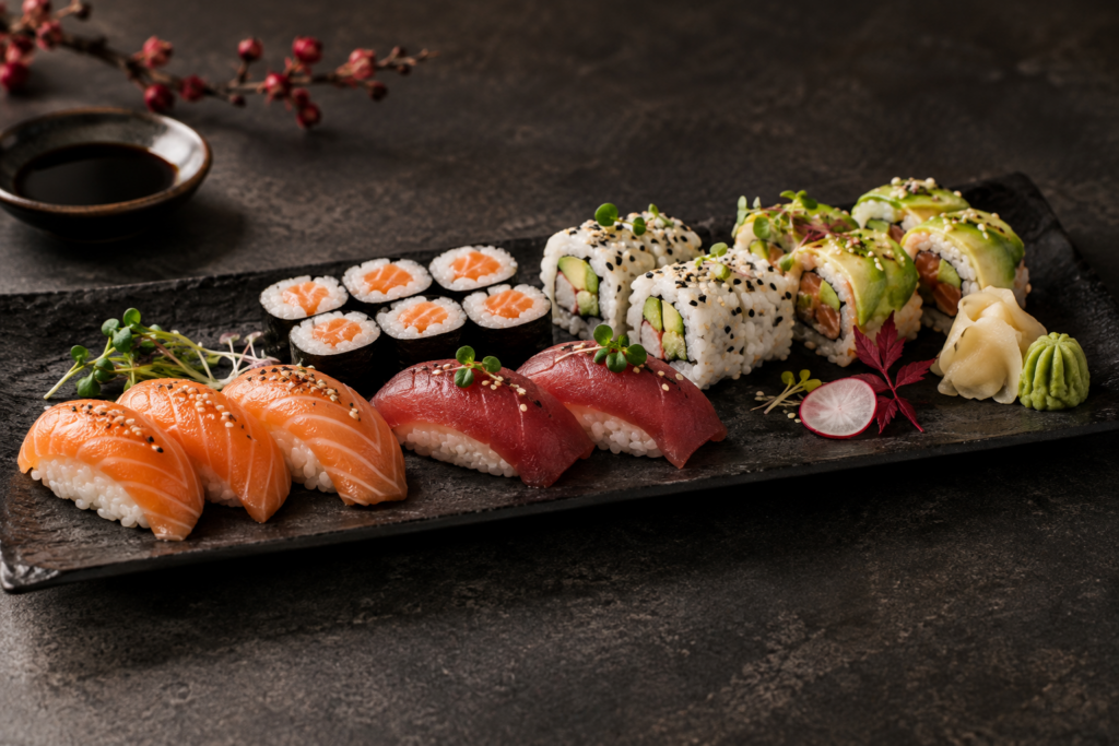 Assortiment de sushi fait maison à Beausoleil livré à Monaco